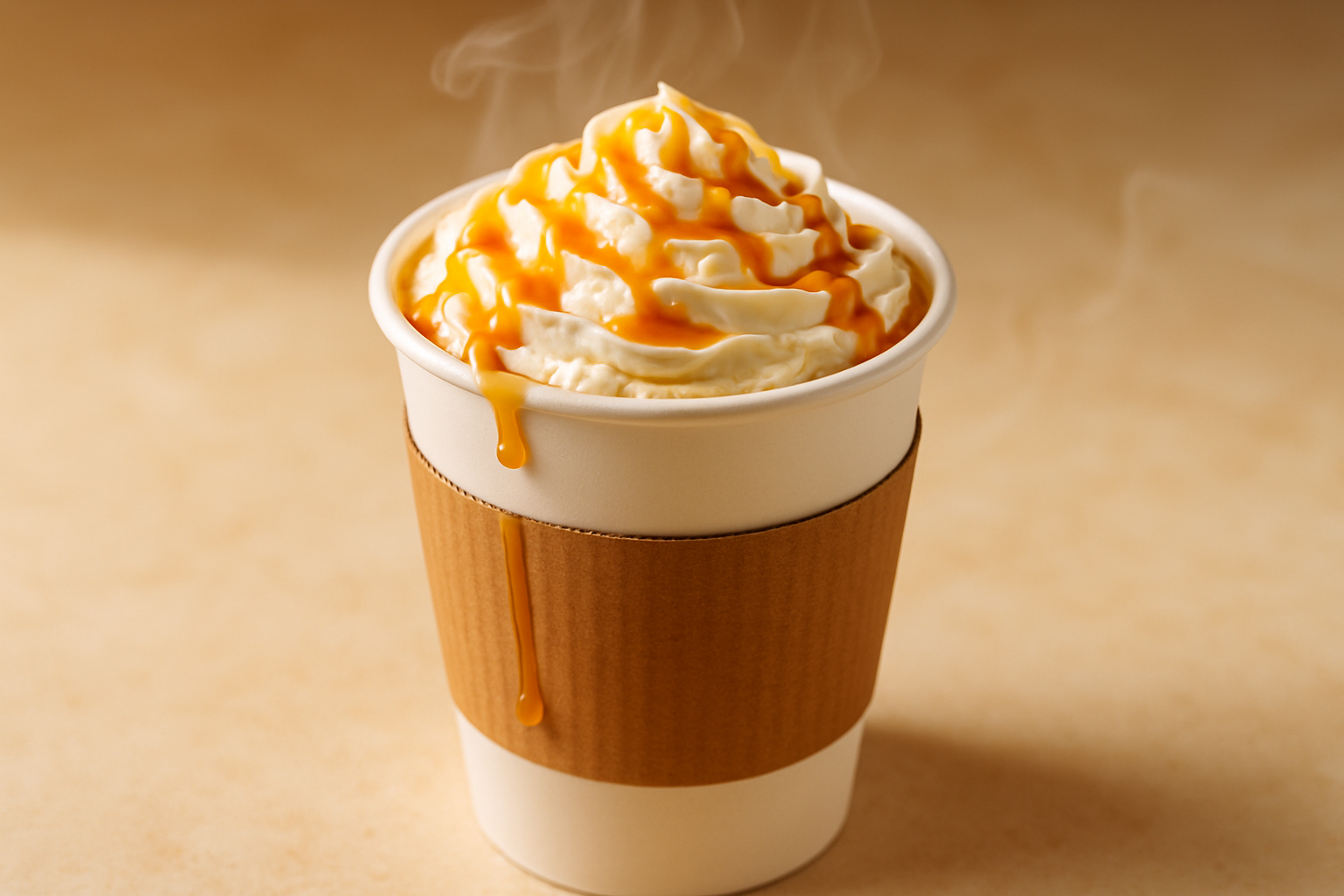 Place the hot cider in a disposable paper cup.